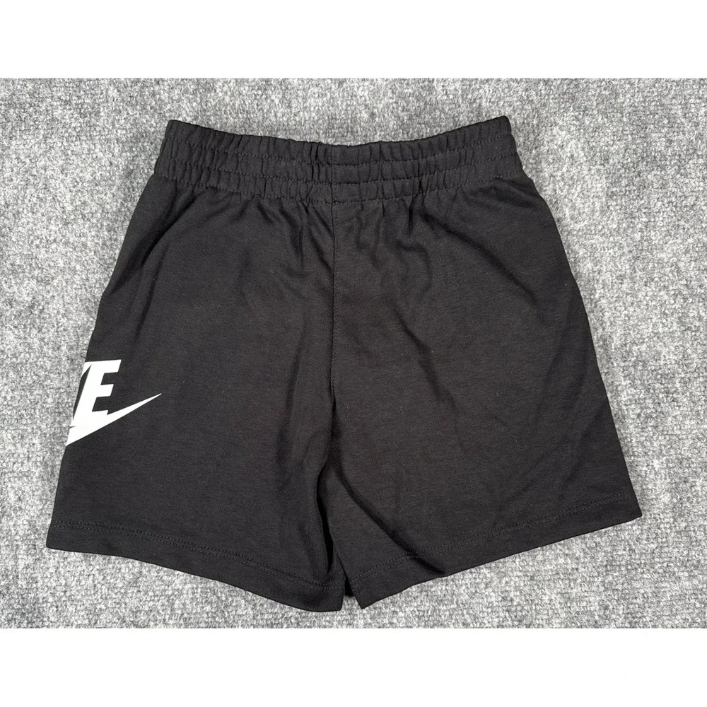 Nike Kids Size 5 Small Sportswear Club Fleece Shorts Black White Futura Logo NWT